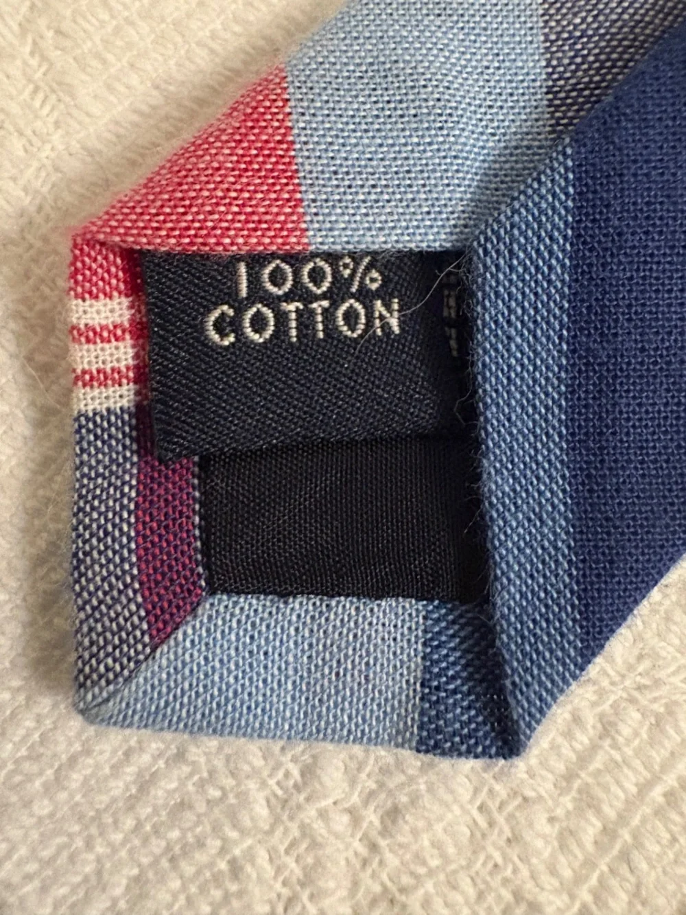 J.Crew Mens Plaid Cotton Slim Necktie Red Navy Blue
